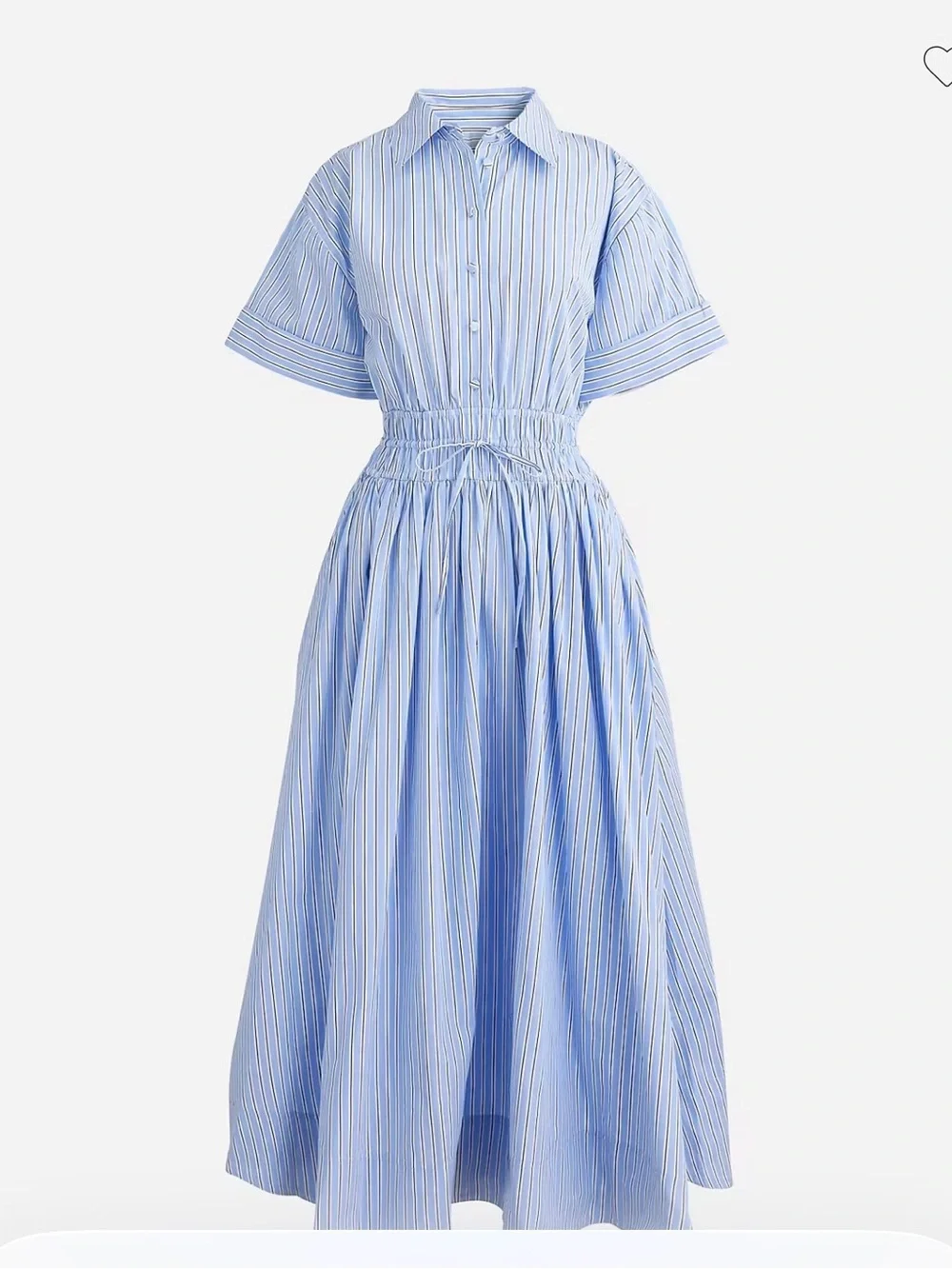 J. Crew Elena dress. Light Blue Striped Maxi Shirtdress with Cinched Waist